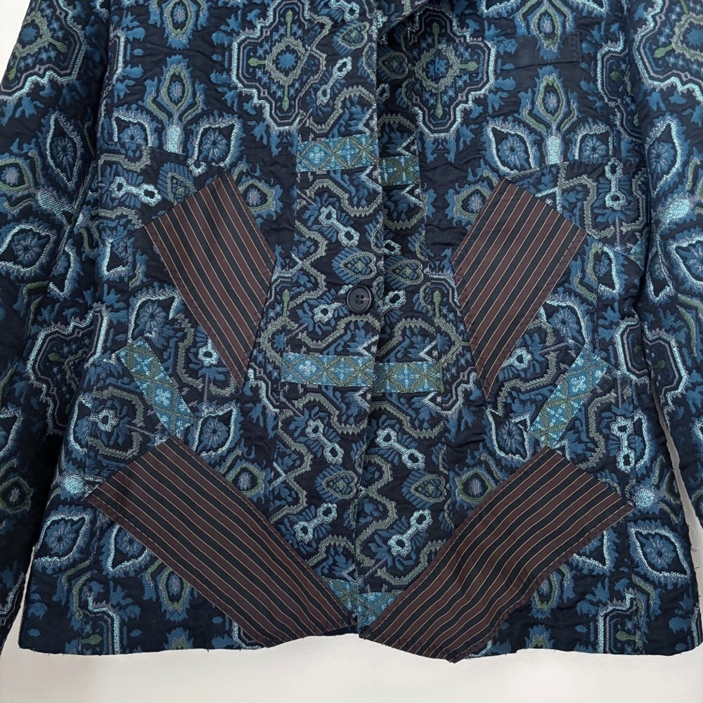 Issey Miyake Vintage Y2K Art To Wear Brocade Metallic Blazer Jacket Sz 2 - Picture 4 of 10